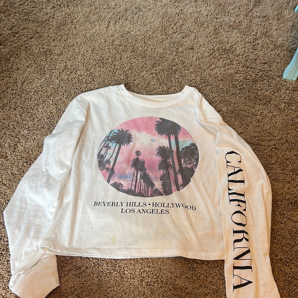 white cropped long sleeve tee, small, new condition